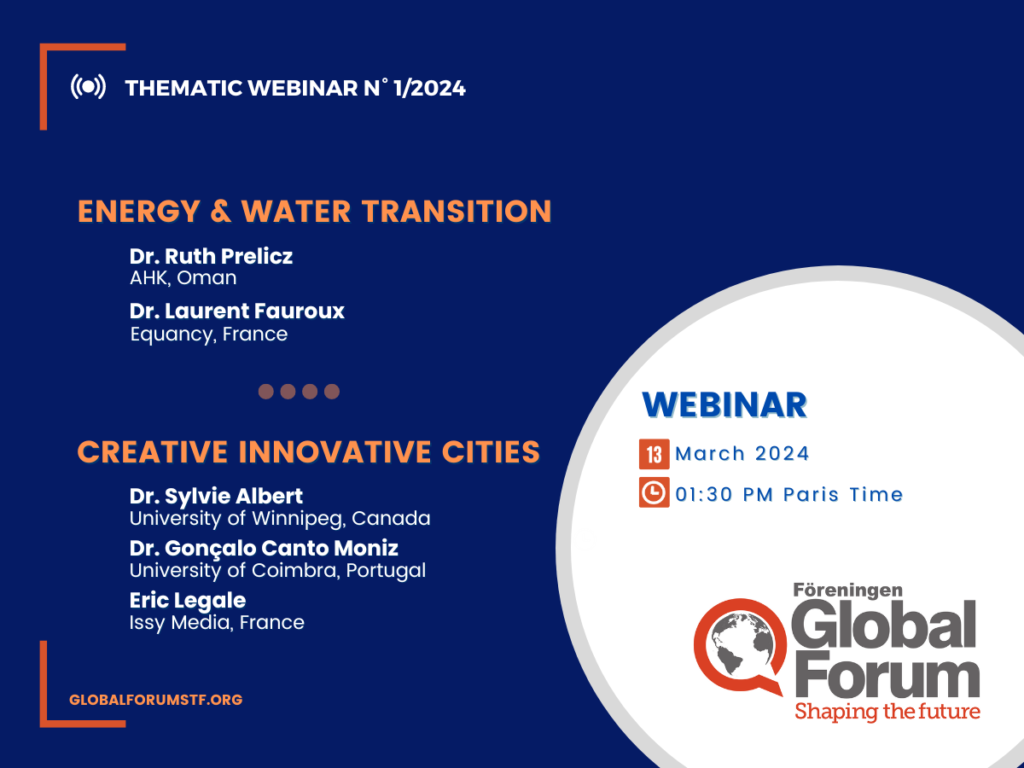 [Save the Date] Global Forum Webinar: Creative Innovative Cities & Energy and Water Transition